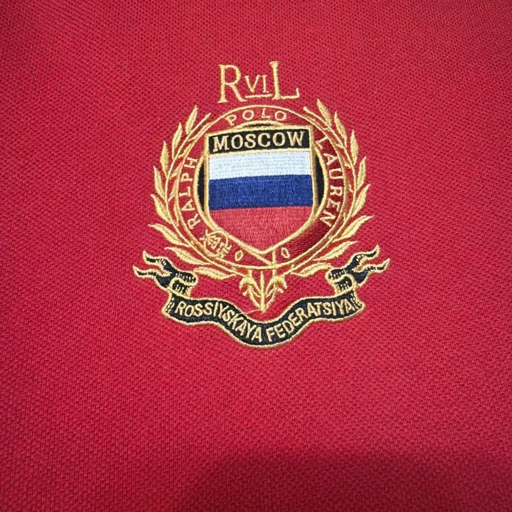 Polo Ralph Lauren Red Solid Short Sleeve Collared Button Polo Shirt MOSCOW XXL